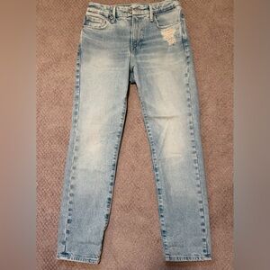 Good American light wash straight leg jeans